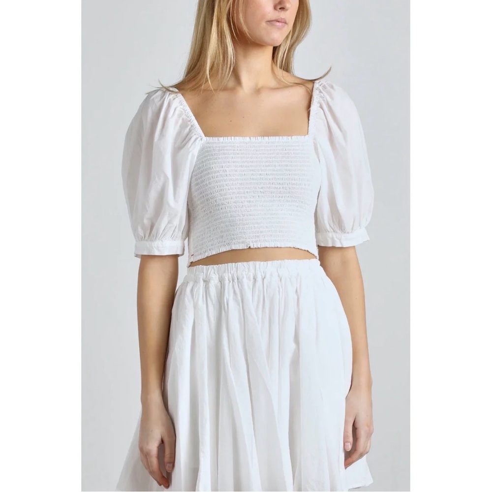 XiRENA White Puff Sleeve Blouse 100% Cotton XS